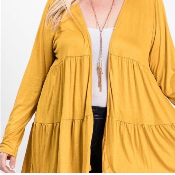 🌸Gold Solid Long Sleeve Cardigan - Picture 1 of 7
